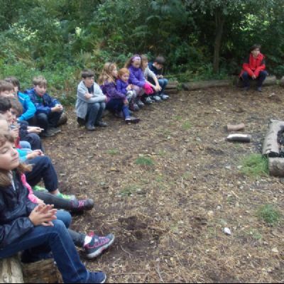 Shelter building in the local woods