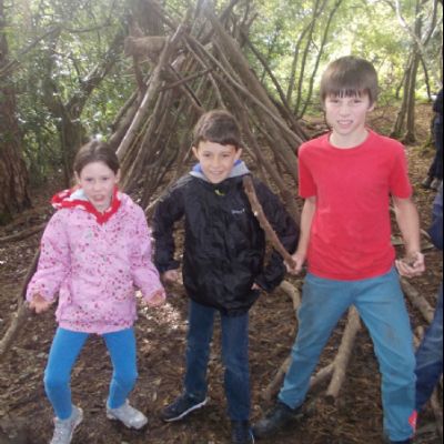 Shelter building in the local woods